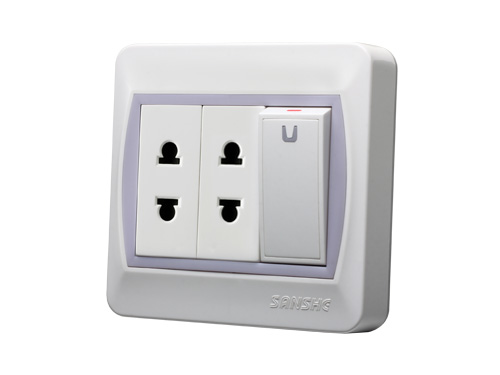 Sanshe ultra-thin U single (double) control switch two two pole oblong socket